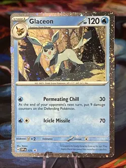 2025 Pokemon Black Star promo 171 GLACEON PRISMATIC EVOLUTIONS NM/M + Sticker - Image 1