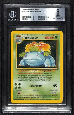 Pokemon Venusaur Base Set Unlimited 15/102 Holo Rare BGS 8 - Image 1