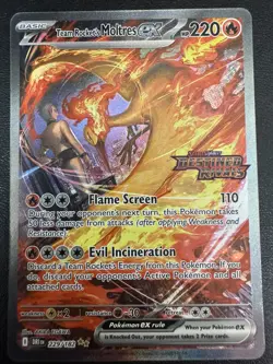 Pokemon Team Rocket's Moltres EX SIR Stamped Promo Destined Rivals 229/182 NM - Image 1