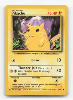 Pokemon TCG - Pikachu 58/102 Moderately Played Common Base Set Unlimited - Image 1