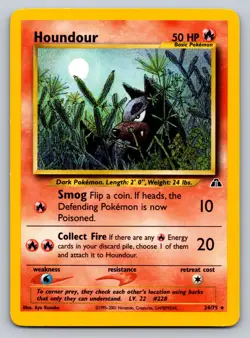 2001 Houndour 24/75 Rare Pokemon Card Neo Discovery Regular MP - Image 1