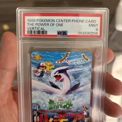 1999 POKEMON CENTER PHONE CARD Vertical THE POWER OF ONE LUGIA PSA 9. Low pop - Image 2