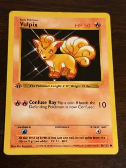 Pokemon Base Set Vulpix 68/102 1st Edition Shadowless - Image 1