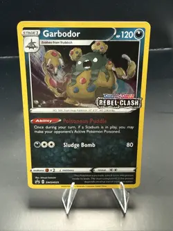 Pokemon Garbodor SWSH025 Rebel Clash Prerelease Holo Rare Promo A - Image 1