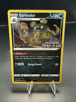 Pokemon Garbodor SWSH025 Rebel Clash Prerelease Holo Rare Promo A - Image 2