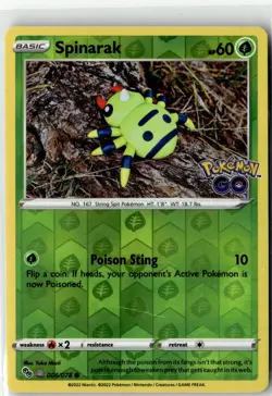 Spinarak (Peelable Ditto) Common Pokemon GO 006/078 Reverse Holofoil NM - Image 1