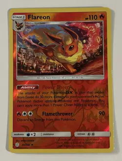 Flareon 25/236 Cosmic Eclipse Reverse Holo Sun and Moon Pokemon LP - Image 1
