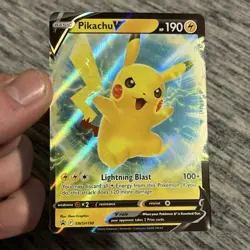 Pokemon Pikachu V Promo Full Art Holo SWSH: Sword & Shield SWSH198 190 HP - Image 1