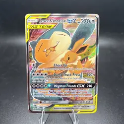 Pokemon Tag Team Promo Eevee & Snorlax GX Team Up TCG SM169 HP -j - Image 1