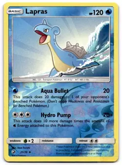 Lapras 21/70 Uncommon Dragon Majesty Pokemon Reverse Holo Damaged - Image 1
