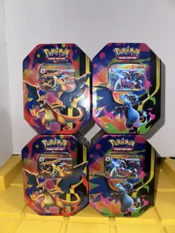 Pokemon TCG Mega Charizard Ex X & Y Tins x4 🔥FACTORY PRISTINE 🚀 FREE SHIPPING - Image 2