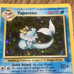 Pokemon Vintage Holo Vaporeon 12/64 Jungle WotC 1999 - Image 2