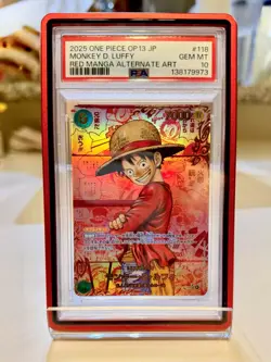 One Piece TCG - Monkey.D.Luffy Red Manga Sec Alt Art OP13-118 Japanese PSA 10 - Image 1