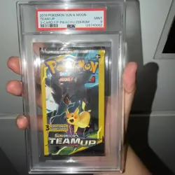 2019 SUN & MOON TEAM UP BOOSTER PACK Pikachu Zekrom ART WORK PSA 9 3 Card Pack - Image 1