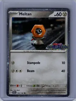 Meltan 102/142 Stellar Crown Stamp Cosmos Holo Box Promo NM English Pokemon Card - Image 1