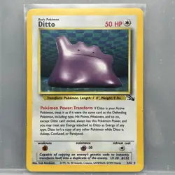 Ditto 3/62 Fossil Holo Rare Pokemon Card 1999 WOTC - LP - Image 1