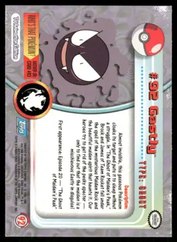 Pokemon Cards Gastly #92 Topps Trading Cards Series 2 NM *4 - Image 2