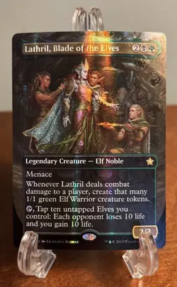 MTG Lathril, Blade of the Elves Mana Foil Borderless #410 FDN Foundations LP - Image 1