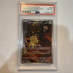 2025 POKEMON DRI EN-DESTINED RIVALS ILLUSTRATION RARE TEAM ROCKET'S MEOWTH PSA 8 - Image 1