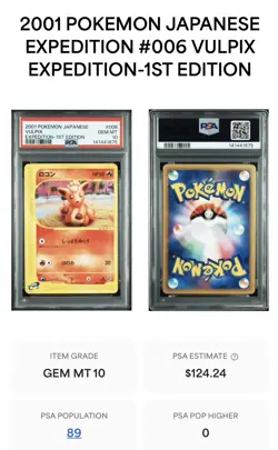 Pokemon PSA 10 GEM MINT 2001 Vulpix 1st Edition Japanese Expedition Pop 89 Fresh - Image 3