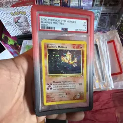 Pokemon Blaine's Moltres Gym Heroes Holo 1/132 PSA 7 2000 Unlimited Rare - Image 1