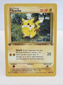 Pokemon 1st Edition Pikachu Jungle 60/64 WOTC 1999 DAMAGED - Image 1