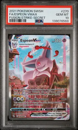 2021 POKEMON SWORD & SHIELD FUSION STRIKE SECRET FULL ART/ESPEON VMAX PSA 10 - Image 1