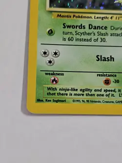 Pokemon TCG Scyther Jungle 10/64 Holo Unlimited Holo Rare Vintage Unplayed - Image 3