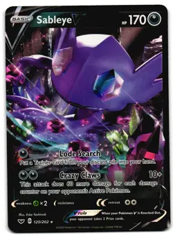 Sableye V 120/202 - 🌊 Sword & Shield V Rare Pokemon TCG Holo 🖤 - LP - Image 1