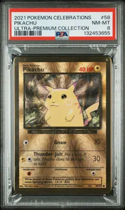 PSA 8 - 2021 Pokemon Celebrations UPC PIKACHU Gold Metal Card #58 (3772) - Image 1