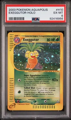 Pokemon WotC Aquapolis Holofoil Card H10 Exeggutor PSA 6 - Image 1