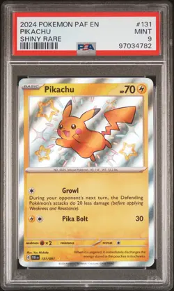 2024 POKEMON PAF EN-PALDEAN FATES SHINY RARE #131 PIKACHU PSA 9 - Image 1