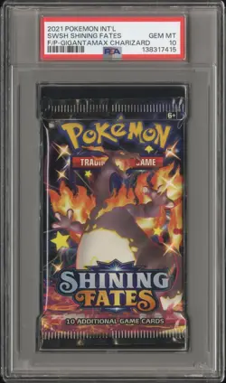 2021 Pokemon INT'L Shining Fates Foil Booster Pack Charizard Art PSA 10 Gem Mint - Image 1