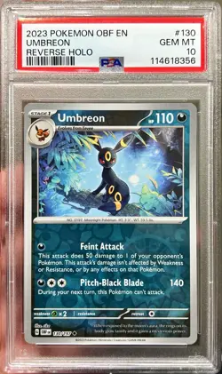 2023 Pokemon Obsidian Flames Umbreon Reverse Holo 130/197 PSA 10 Gem Mint - Image 1