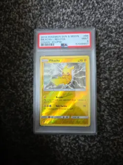 2019 POKEMON SUN & MOON COSMIC ECLIPSE #66 PIKACHU-REVERSE FOIL PSA 9 - Image 1