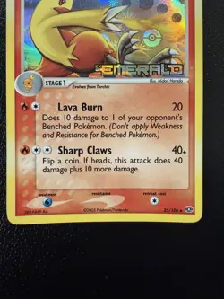 Pokemon TCG 2005 Combusken 25/106 Emerald Reverse Holo Stamped LP - Image 3