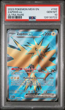 2023 POKEMON MEW EN-151 ULTRA RARE #192 ZAPDOS EX PSA 10 - Image 1
