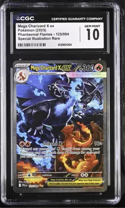 Pokemon TCG Mega Charizard X ex 125/094 Phantasmal Flames SIR Holo CGC 10 360 HP - Image 1