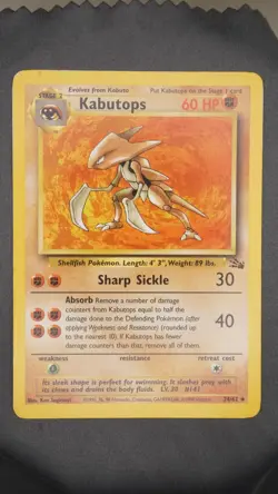 Kabutops LP Fossil 24/62 Vintage Pokemon - Image 1