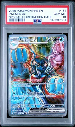 2025 POKEMON PRE EN-PRISMATIC EVOLUTIONS #151 PALAFIN EX PSA 10 - Image 1
