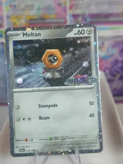 Meltan 102/142 Stellar Crown Stamp Promo Pokemon TCG NM Near Mint Holo - Image 1