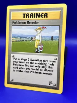 Pokemon Card Base Set 2 Unlimited Pokemon Breeder 105/130 Rare LP-MP+ - Image 2