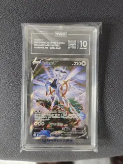 Pokemon Arceus V Alt Art Holo Ultra Rare Card 166/172 Brilliant Stars TAG 10 - Image 3