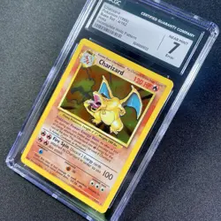 Charizard Base 4/102 Holo Rare INCOMPLETE HOLO ERROR Pokemon Card CGC 7 NM - Image 4
