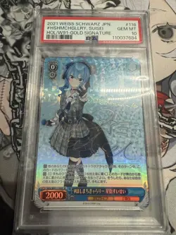 PSA 10 Signed Weiss Schwarz Card Hoshimachi Suisei Hololive HOL/W91-118SP SP - Image 1