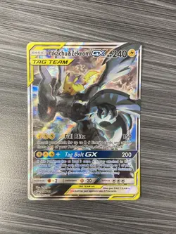 Pokemon Pikachu & Zekrom GX SM168 Tag Team Promo Card Full Art Card - Image 1