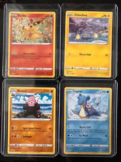 Pokemon 2022 Victini Holo Foil 5/15 Bewear 12/15 Chinchou 8/15 Lapras 6/15 - Image 1