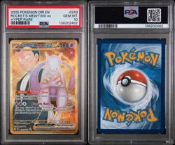2025 POKEMON DESTINED RIVALS TEAM ROCKET'S MEWTWO EX 240/182 HYPER RARE PSA 10 - Image 3
