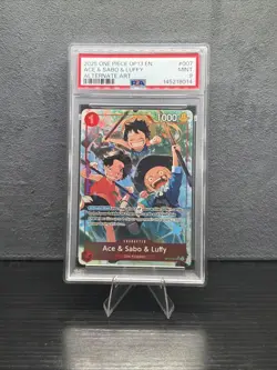 ONE PIECE OP13-007 CARRYING ON HIS WILL ACE & SABO & LUFFY ALT ART PSA 9 - Image 1
