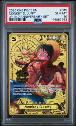 2025 ONE PIECE JAPANESE 2ND ANNIVERSARY SET #015 MONKEY D. LUFFY PSA 10 - Image 1